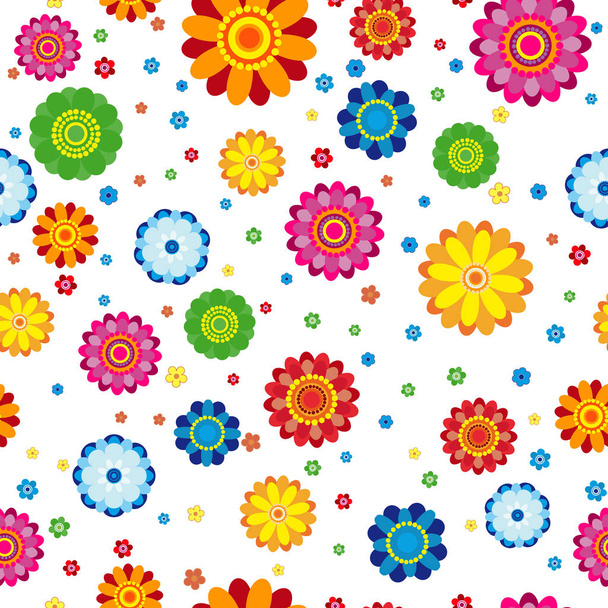 Floral pattern made in flowers on a white background, seamless vector illustration. - Vektori, kuva
