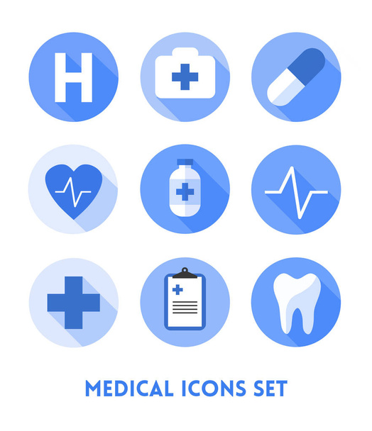 Conjunto de iconos planos sanitarios y médicos - Foto, imagen