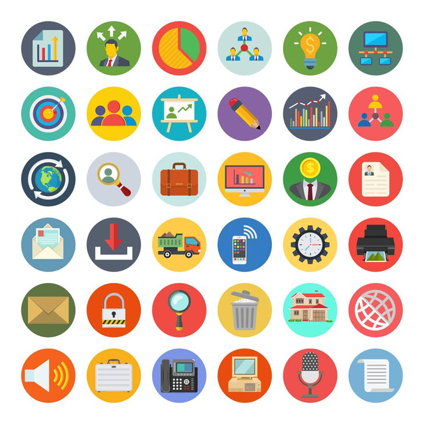 Цветные иконы управления проектами
 - Вектор,изображение