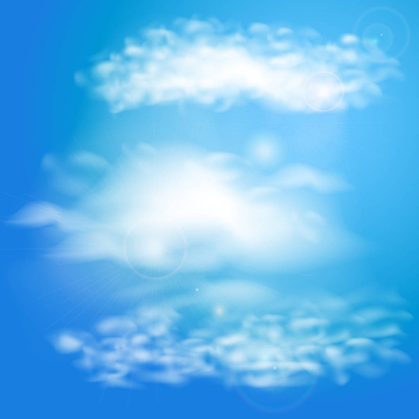 Cielo azul con nubes. Conjunto de nubes. Ilustración vectorial
 - Vector, imagen