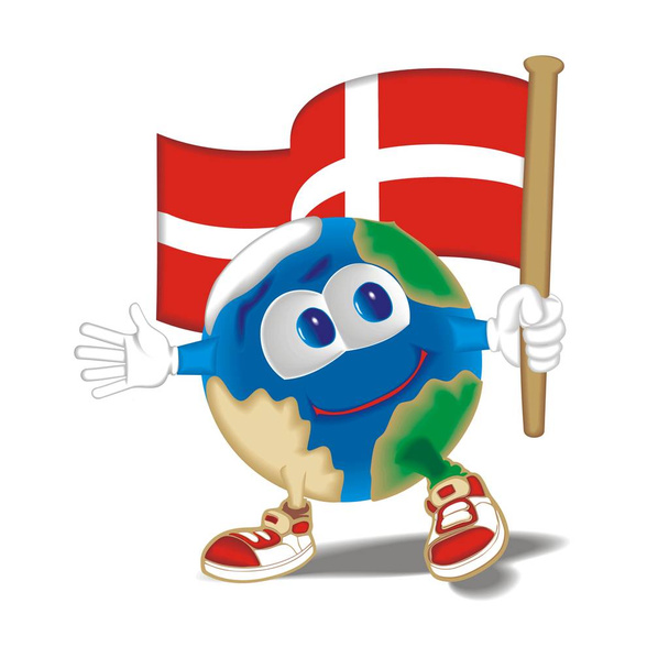 Planeetta, jolla on lippu Tanska
 - Vektori, kuva