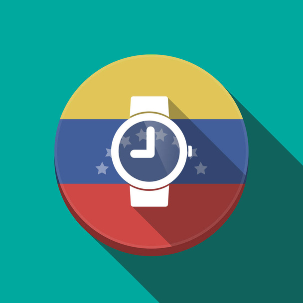 Larga sombra Venezuela botón con un reloj de pulsera
 - Vector, Imagen