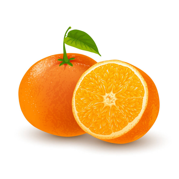 narancssárga gyümölcs és szelet - Vektor, kép