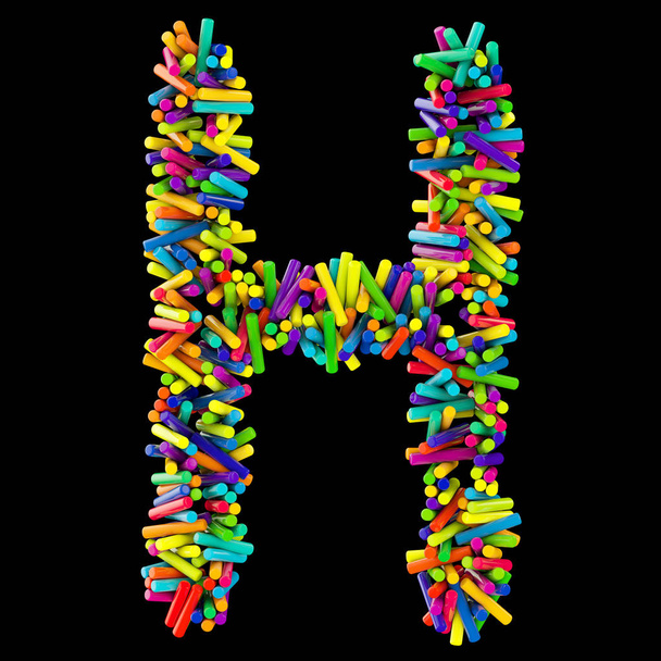 Χρωματιστές πέτρες διατεταγμένα σε γράμμα H, 3d Rendering - Φωτογραφία, εικόνα