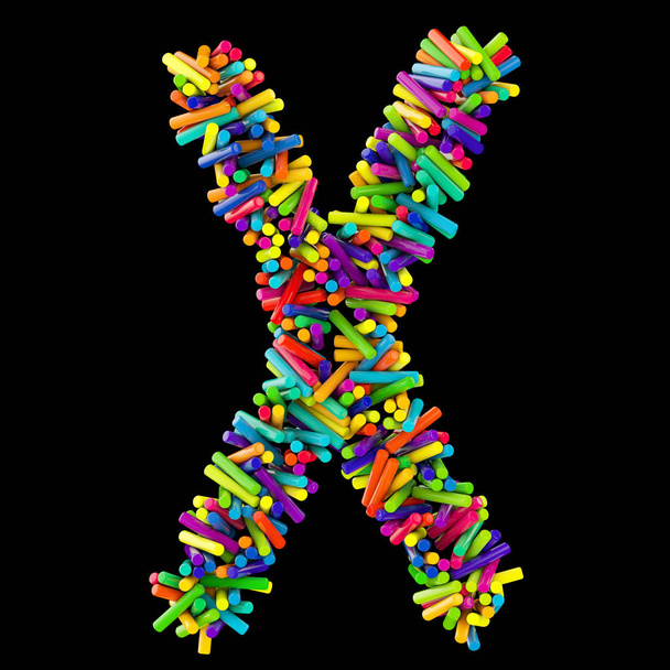 Pedras coloridas arranjadas na letra X, renderização 3D
 - Foto, Imagem