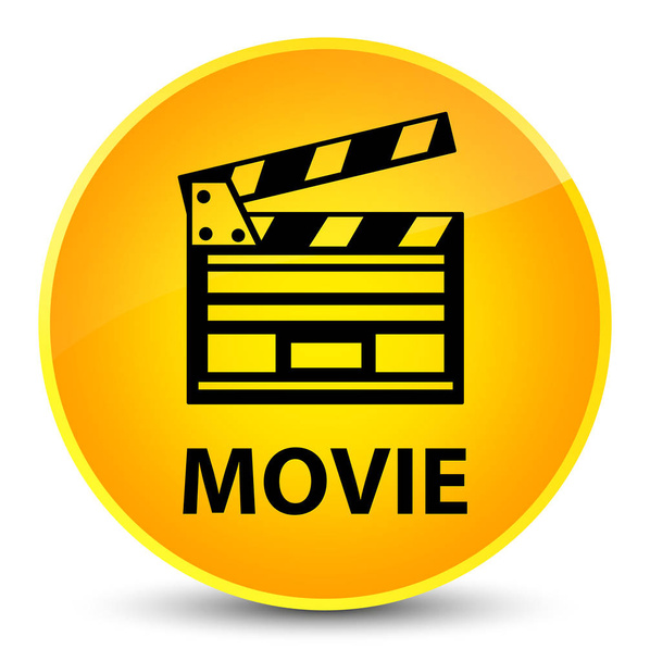 Film (ikona spinacza do kina) elegancki żółty okrągły przycisk - Zdjęcie, obraz