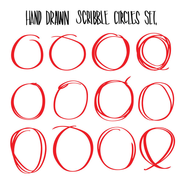 Hand drawn red scribble circles, illustration vector for infogra - Vector, Image