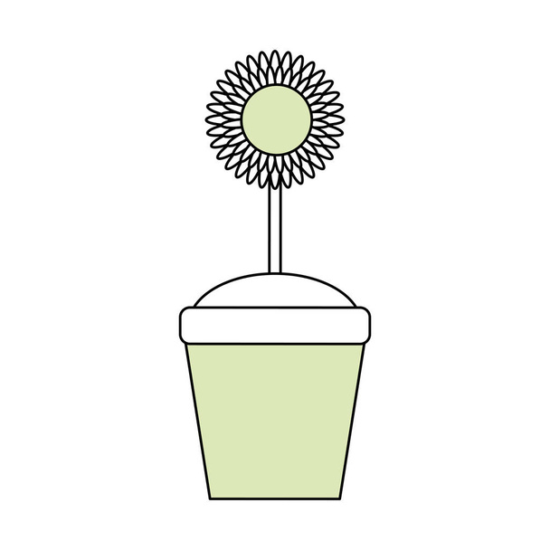 Beautiful flower in pot icon vector illustration graphic design - Vektör, Görsel