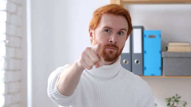 Pointing at Camera, Gesture by Man with Red Hairs - Foto, Imagen