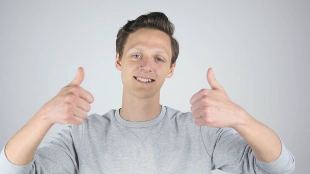 Both Hands Thumbs Up by Young Man, Success, Isolated - Photo, Image