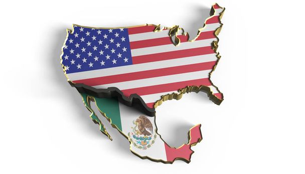 3D-Illustration. Grenzmauer zwischen Mexiko und den USA   - Foto, Bild