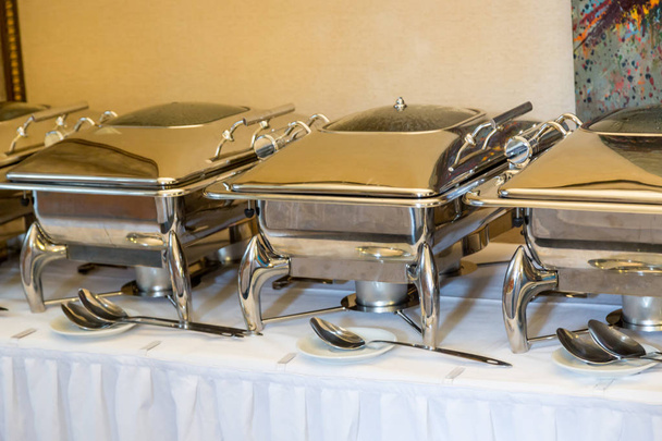 banquet table with chafing dish heaters - Photo, Image