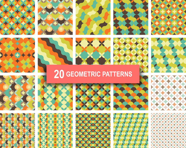 Набір з двадцяти пастельних кольорових геометричних візерунків абстрактний фон
 - Вектор, зображення