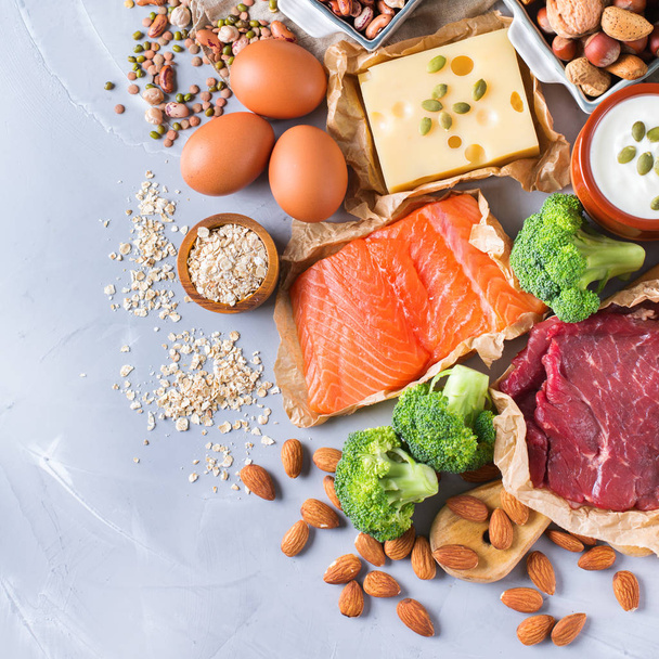 Sağlıklı protein kaynağı ve vücut yiyecek geliştirme - Fotoğraf, Görsel