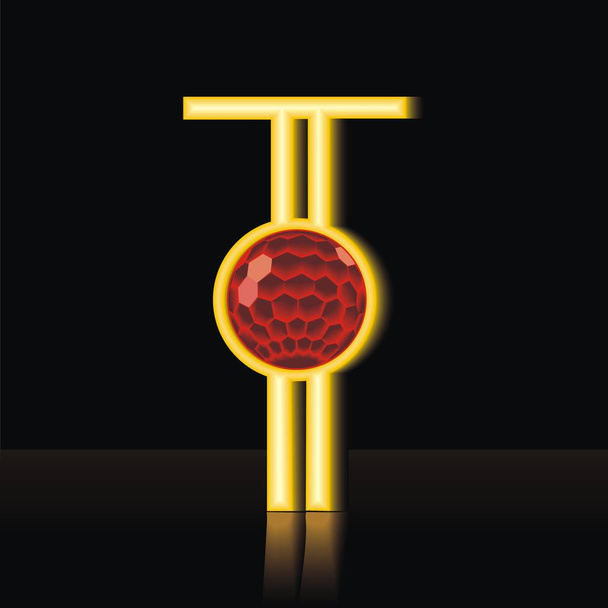 Vectorillustratie van een gouden letter T - Vector, afbeelding
