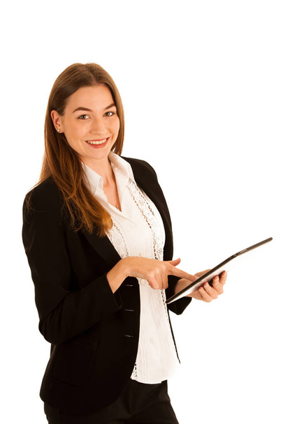 attractive young business woman checking data on a tablet comput - Photo, image