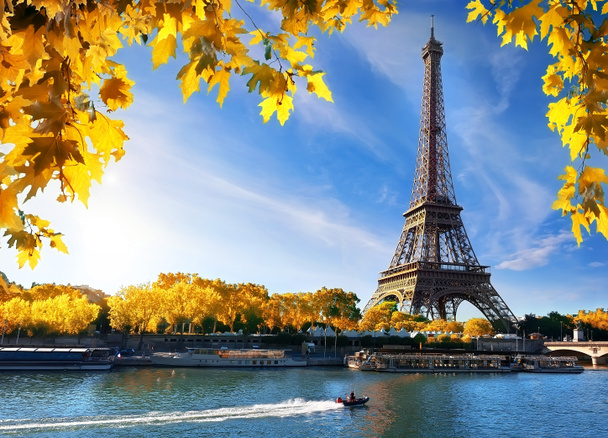 Seine and Eiffel Tower in autumn - Photo, Image