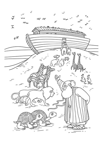 Noah nodigt dieren te voeren van de Ark - Foto, afbeelding
