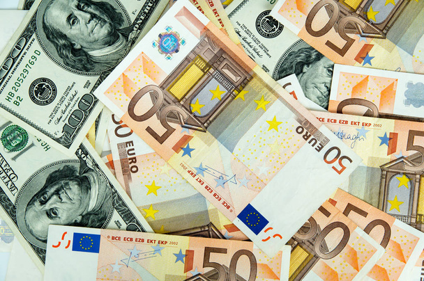 Monetary background, euro and dollars - Foto, immagini