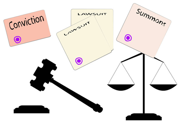 formes judiciaires, un marteau judiciaire et les échelles de couleur noire
 - Vecteur, image