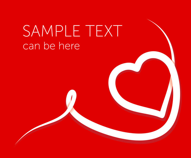 Valentines day background, cover brochures, flyer, greeting card template. Line designed heart on red background. Vector illustration - Vektör, Görsel