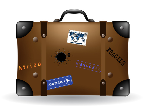 vieja ilustración de maleta de viaje marrón
 - Vector, imagen