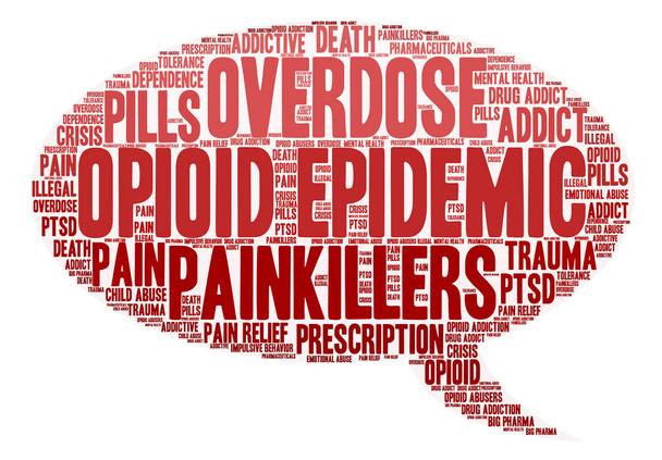 Opioid járvány szó felhő - Vektor, kép