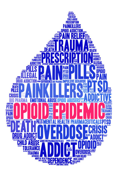 Wortwolke der Opioid-Epidemie - Vektor, Bild