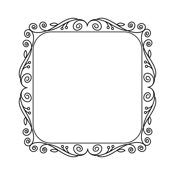 Floral frame.Vector illustration.Black . - Vector, Image
