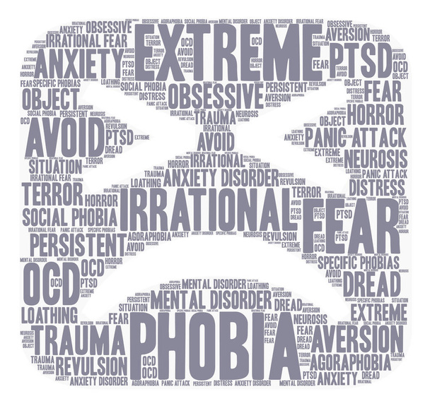 Phobie-Wortwolke - Vektor, Bild