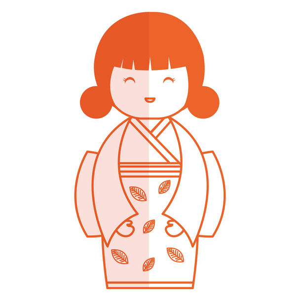 mignonne Petite poupée japonaise
 - Vecteur, image