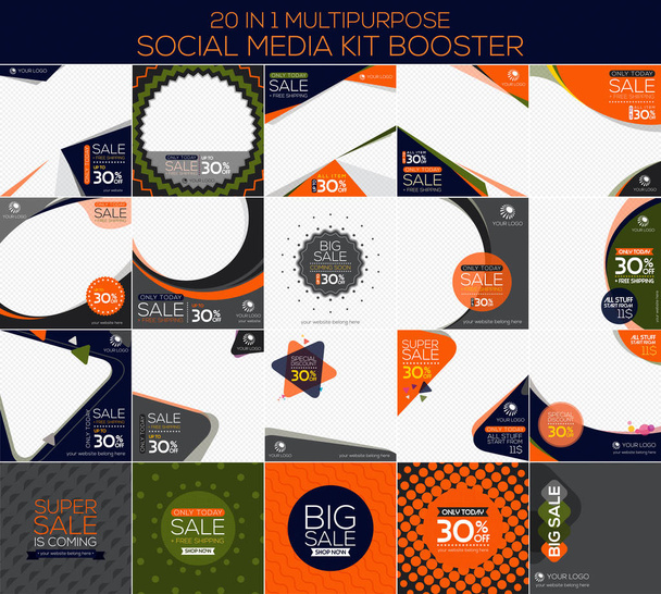 Booster kit médias sociaux polyvalents - Vecteur, image