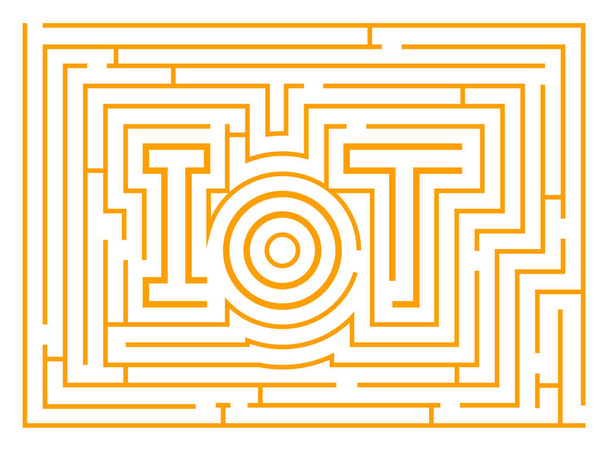 IOT labirintus grafikus elszigetelt fehér background - Vektor, kép