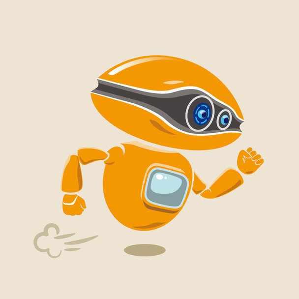 Robô laranja voando rápido com pressa
 - Vetor, Imagem