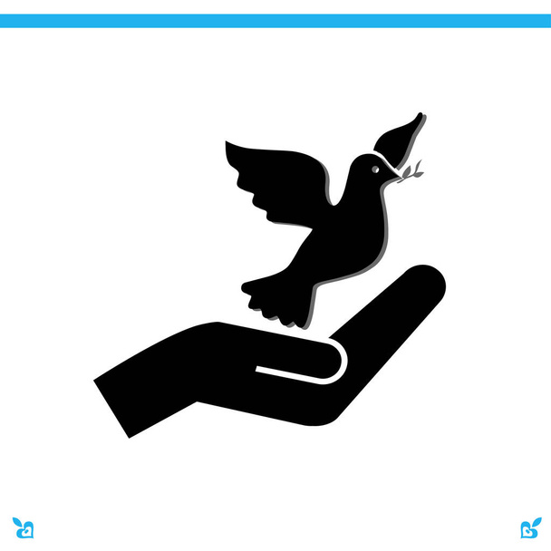 鳩と手のアイコン - ベクター画像
