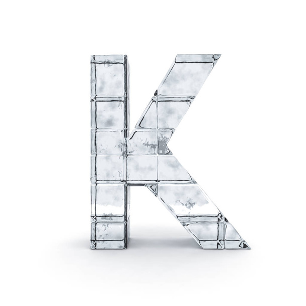Alphabet made out of ice. 3D rendering - Foto, imagen