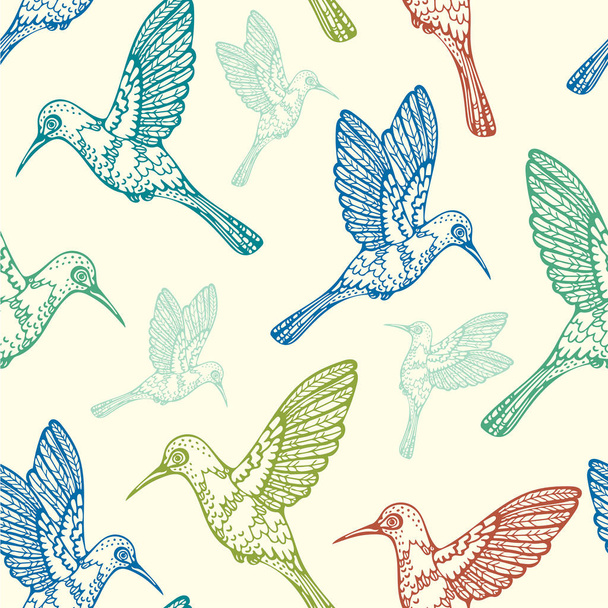 Seamless pattern with hummingbirds. - Вектор,изображение
