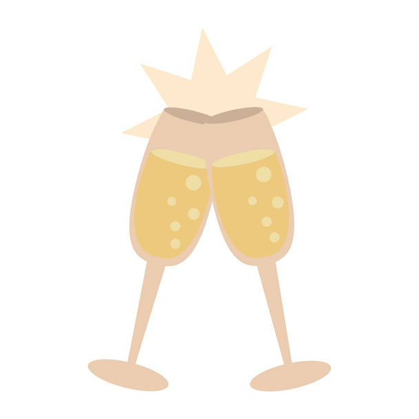 Champagne Glazen Toost pictogramafbeelding  - Vector, afbeelding