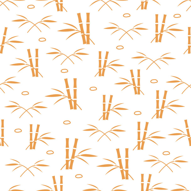 Cute seamless pattern with stones and bamboo leaves and stems. - Вектор,изображение