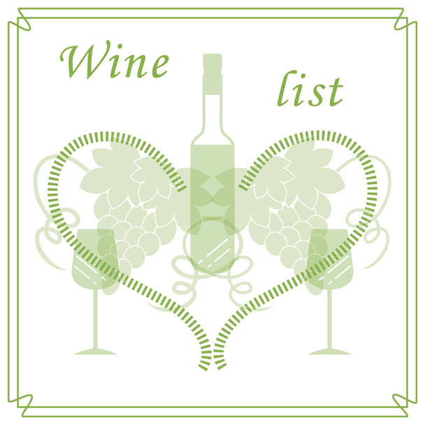 Мила векторна ілюстрація пляшки вина, окулярів, винограду і
  - Вектор, зображення
