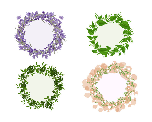 lavendel groen floral frames - Vector, afbeelding