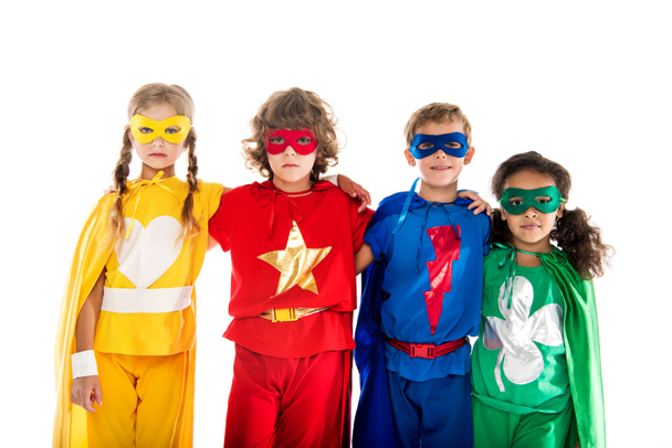 Crianças em trajes de super-herói
 - Foto, Imagem
