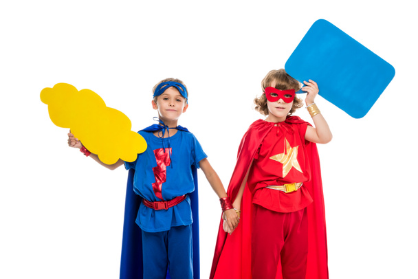 superheroes with empty speech bubbles - Foto, Imagen