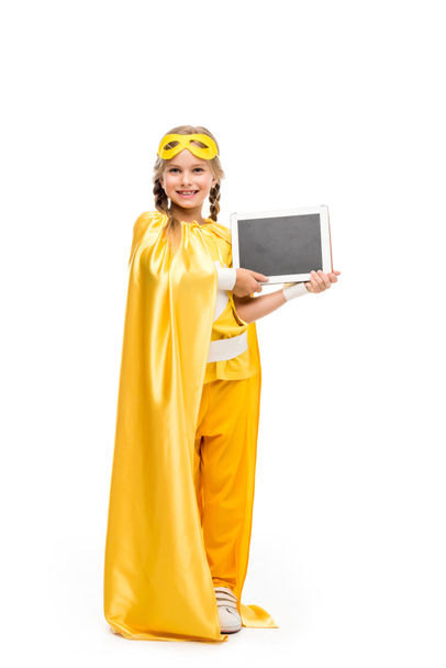 supergirl with digital tablet  - Fotoğraf, Görsel