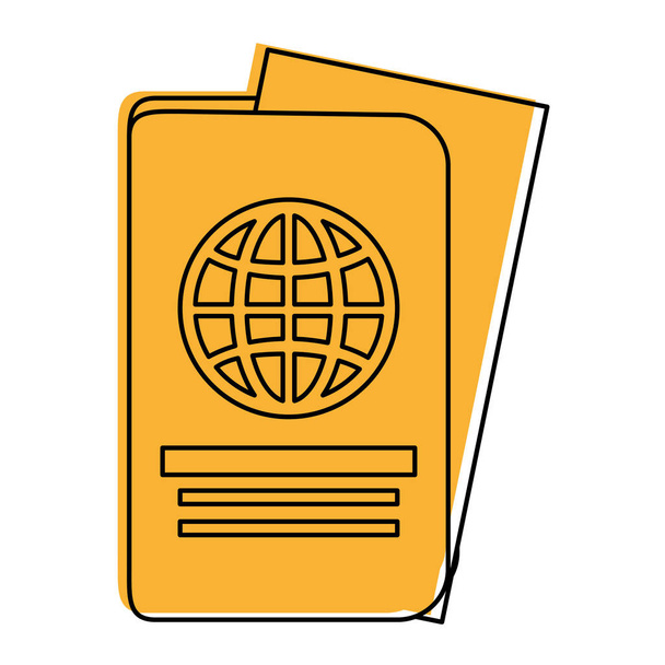 διαβατήριο με το χαρτί που βγαίνει το εικονίδιο εικόνας  - Διάνυσμα, εικόνα