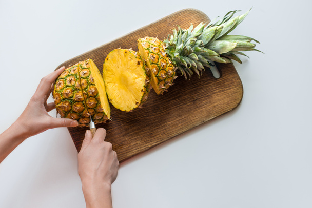 person cutting pineapple - Photo, Image