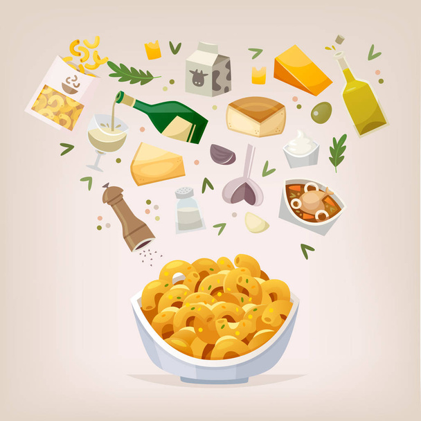 Piatto di pasta e formaggio
 - Vettoriali, immagini