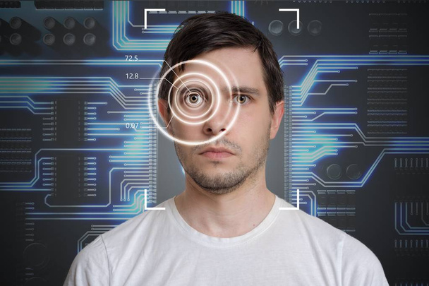 Detección de rostros y reconocimiento del hombre. Concepto de visión informática
.  - Foto, imagen