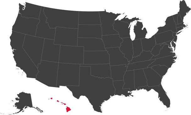 Hawaii, ABD Haritası. - Vektör, Görsel