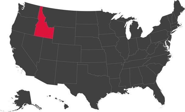 Mapa Idaho, Usa. - Vektor, obrázek